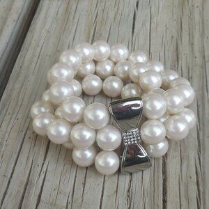 Brighton MFIL My Flat In London Pearl Bow Bracelet